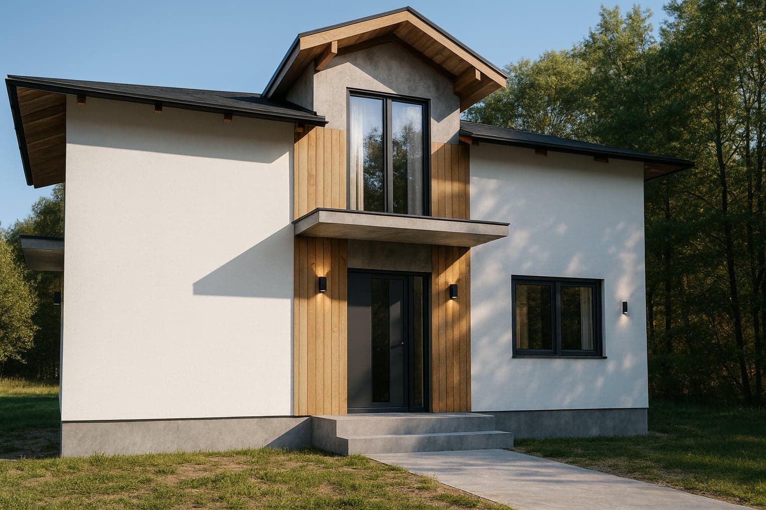 Contemporary back facade with modern design after AI transformation