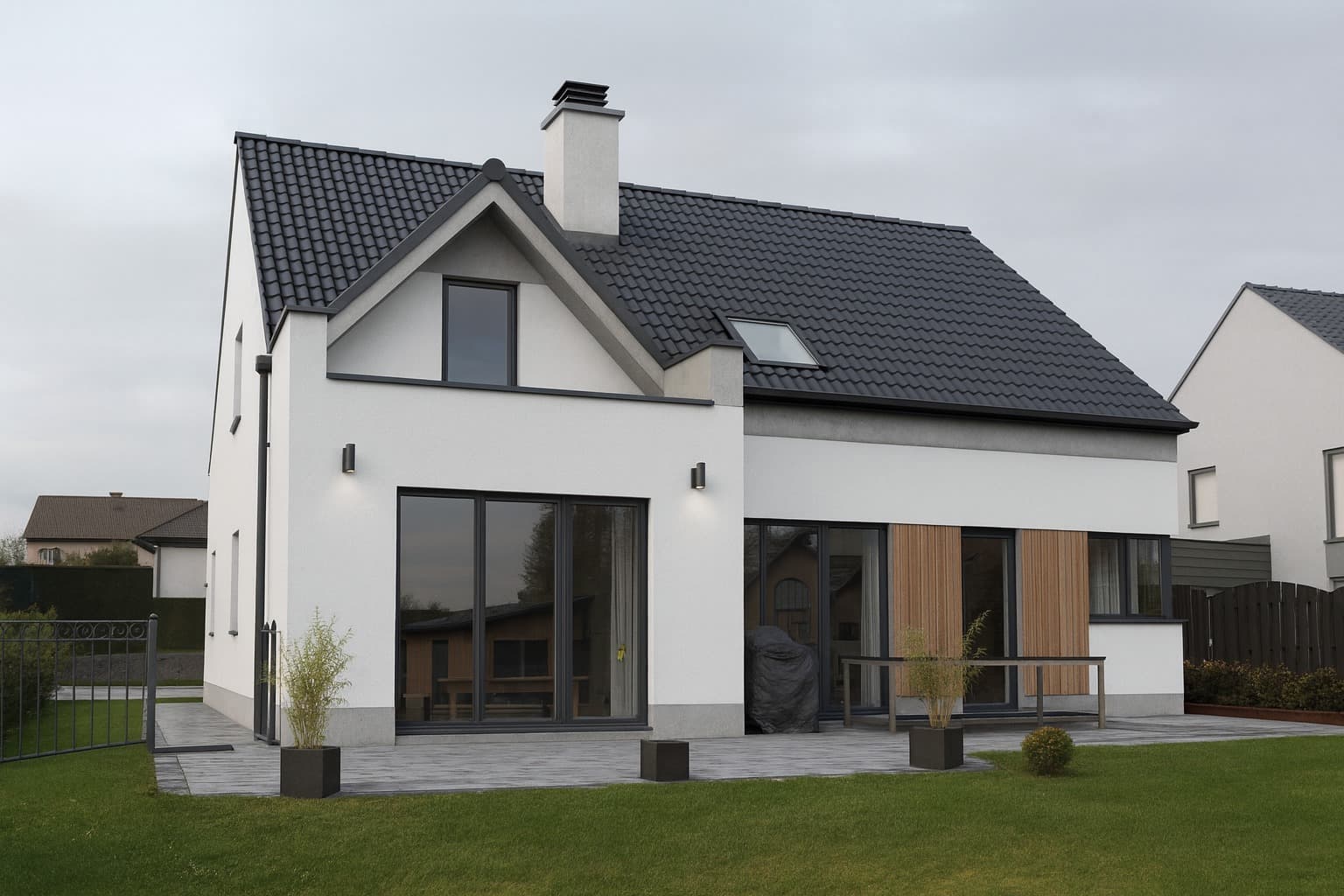 Contemporary transformation of traditional house facade after AI transformation