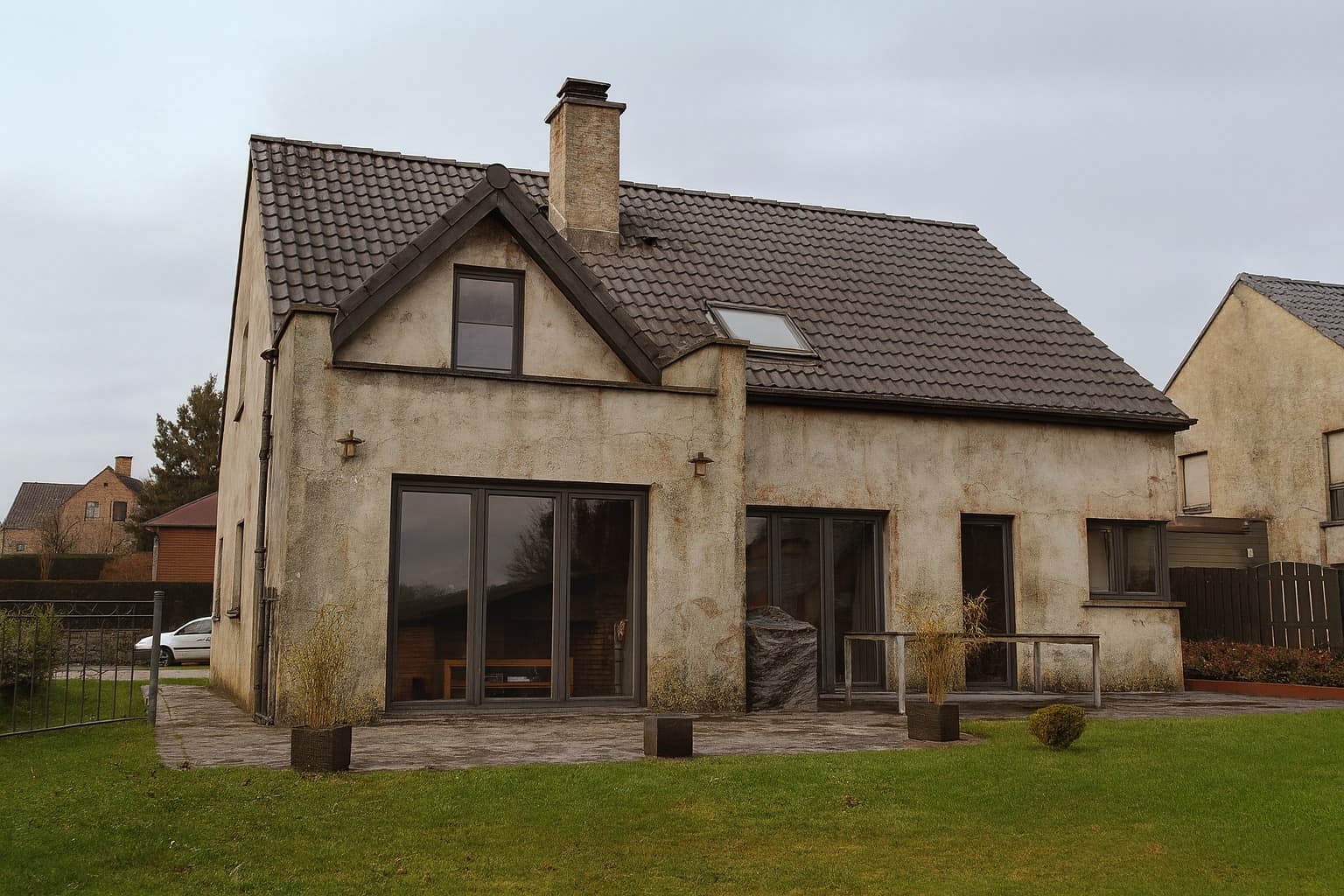 Original traditional house facade before contemporary AI transformation